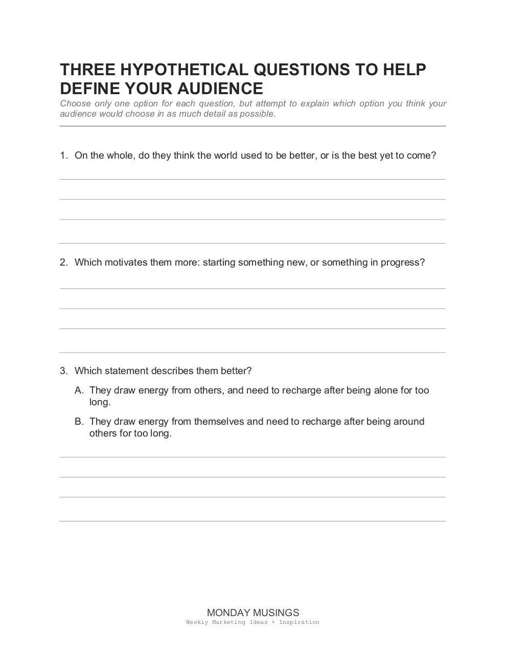 Page 1 of 1, THREE AUDIENCE QUESTIONS PDF