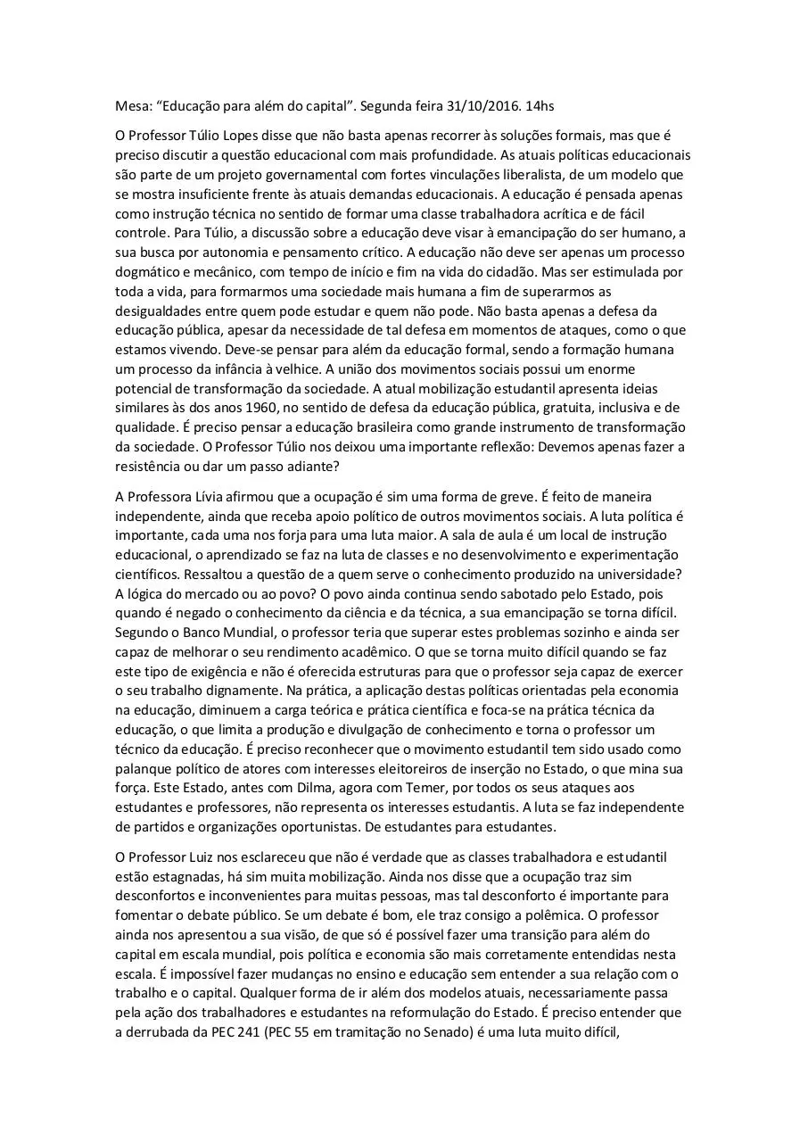 Page 1 of 2, Mesa 31 10 Educação para além do capital