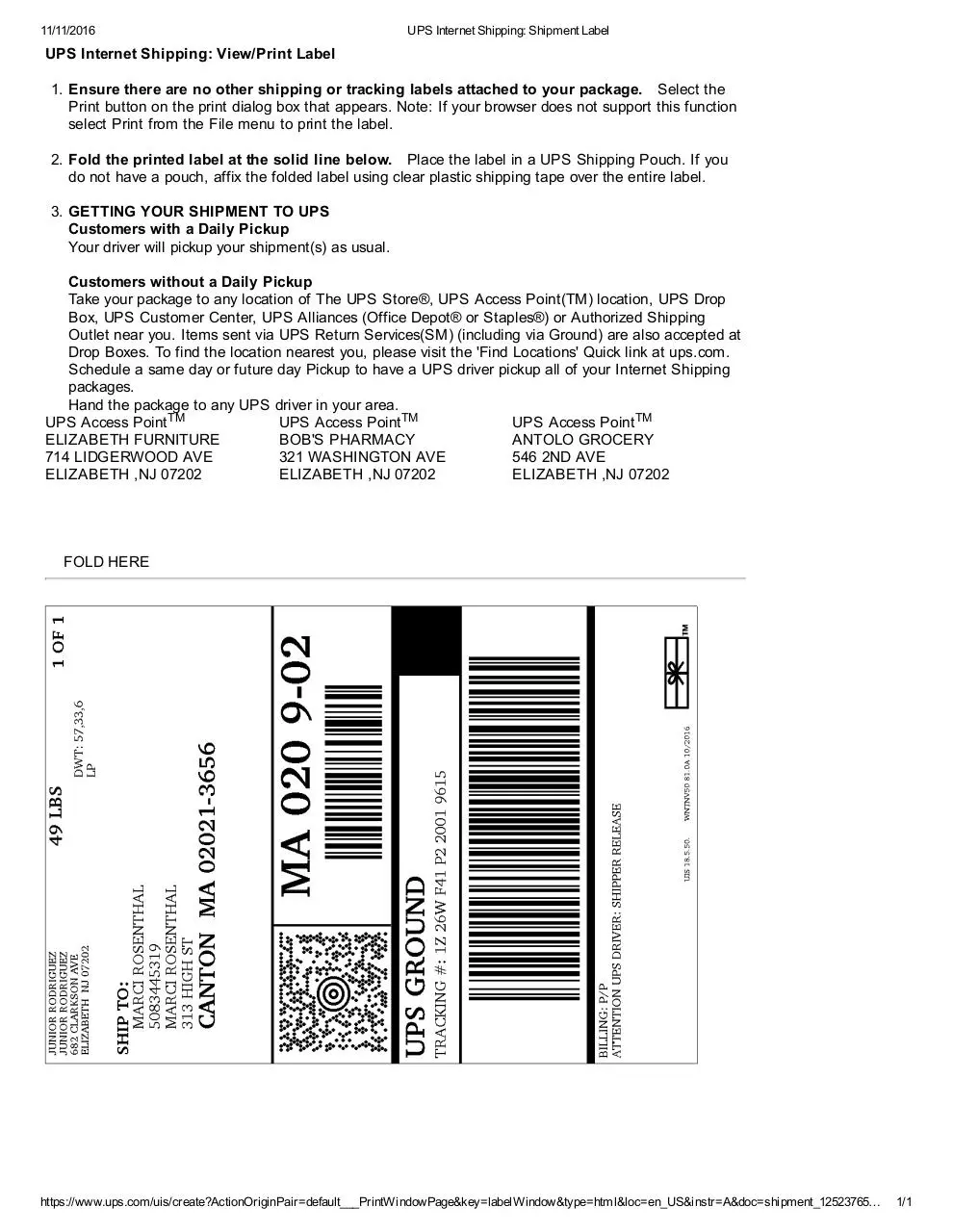 Document preview - UPS Internet Shipping_ Shipment Label.pdf - Page 1/1