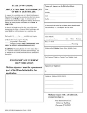 Page 1, Birth Application Form 1c 2016