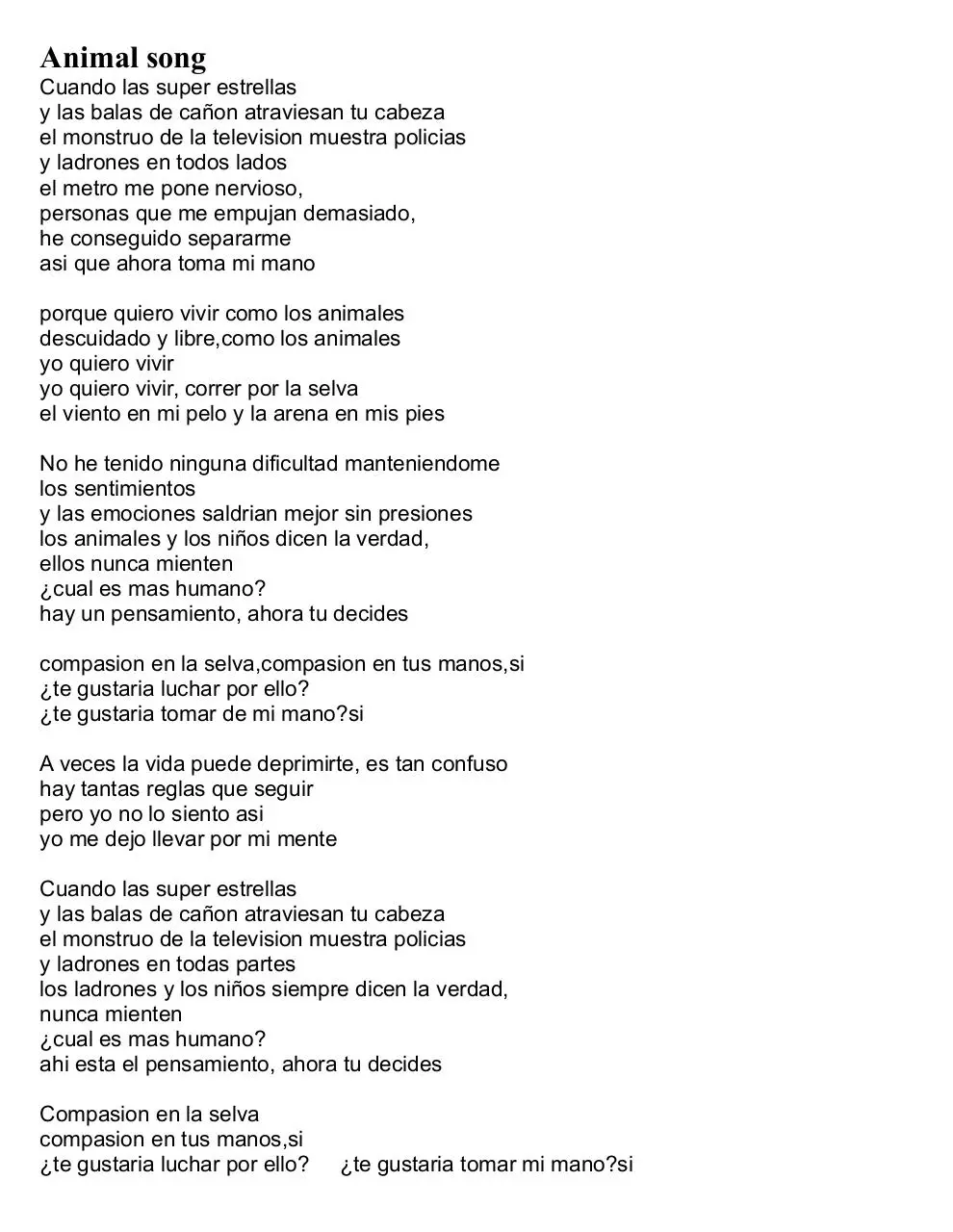 Page 4 of 5, savage garden affirmation espanol animalk song