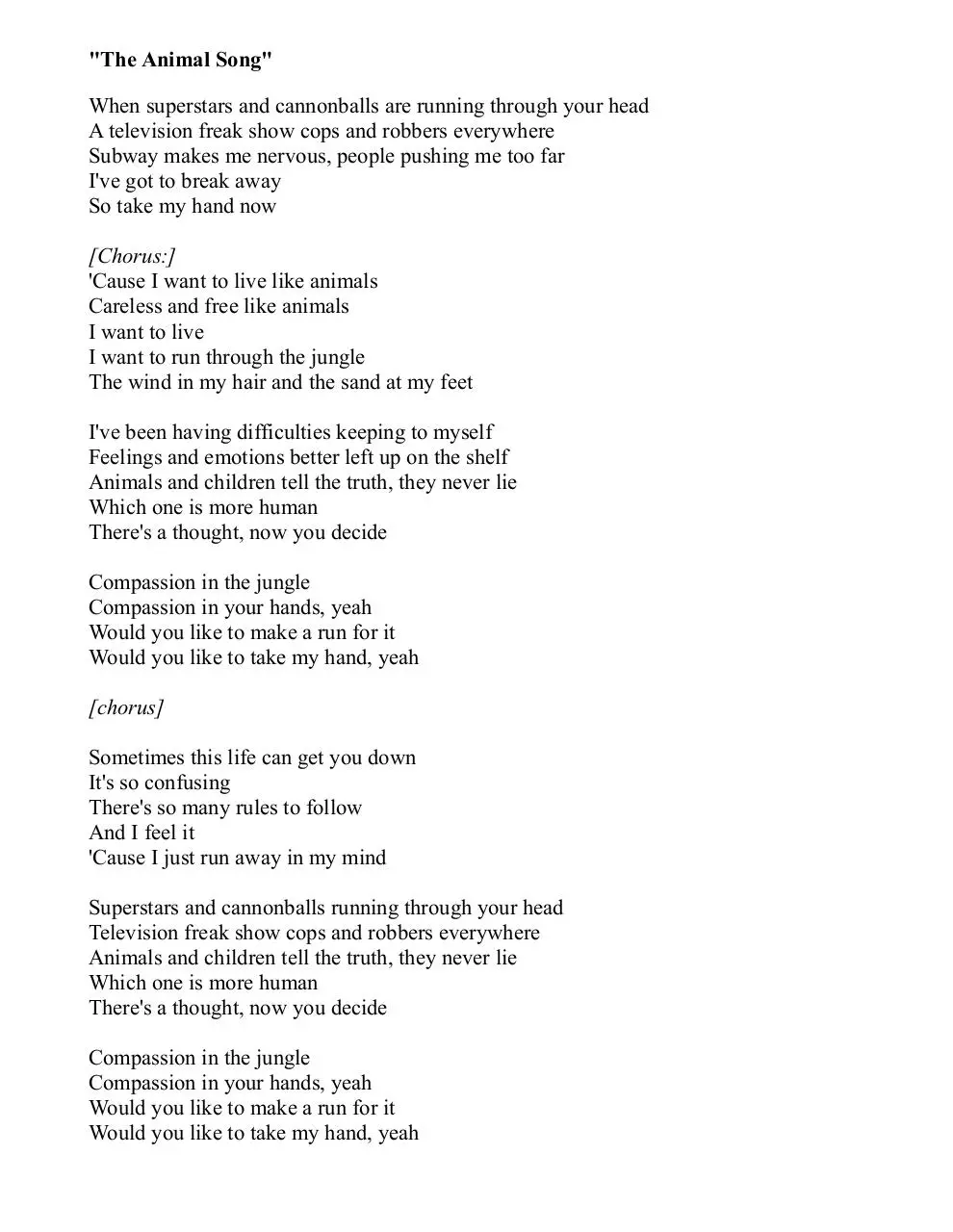 Page 1 of 2, savage garden animal song ESPANOL INGLES