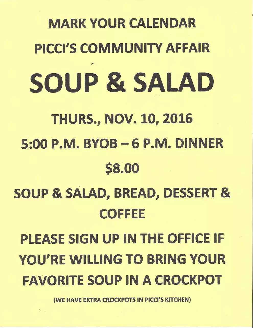 Page 1 of 1, Soup & Salad Nov 10, 2016
