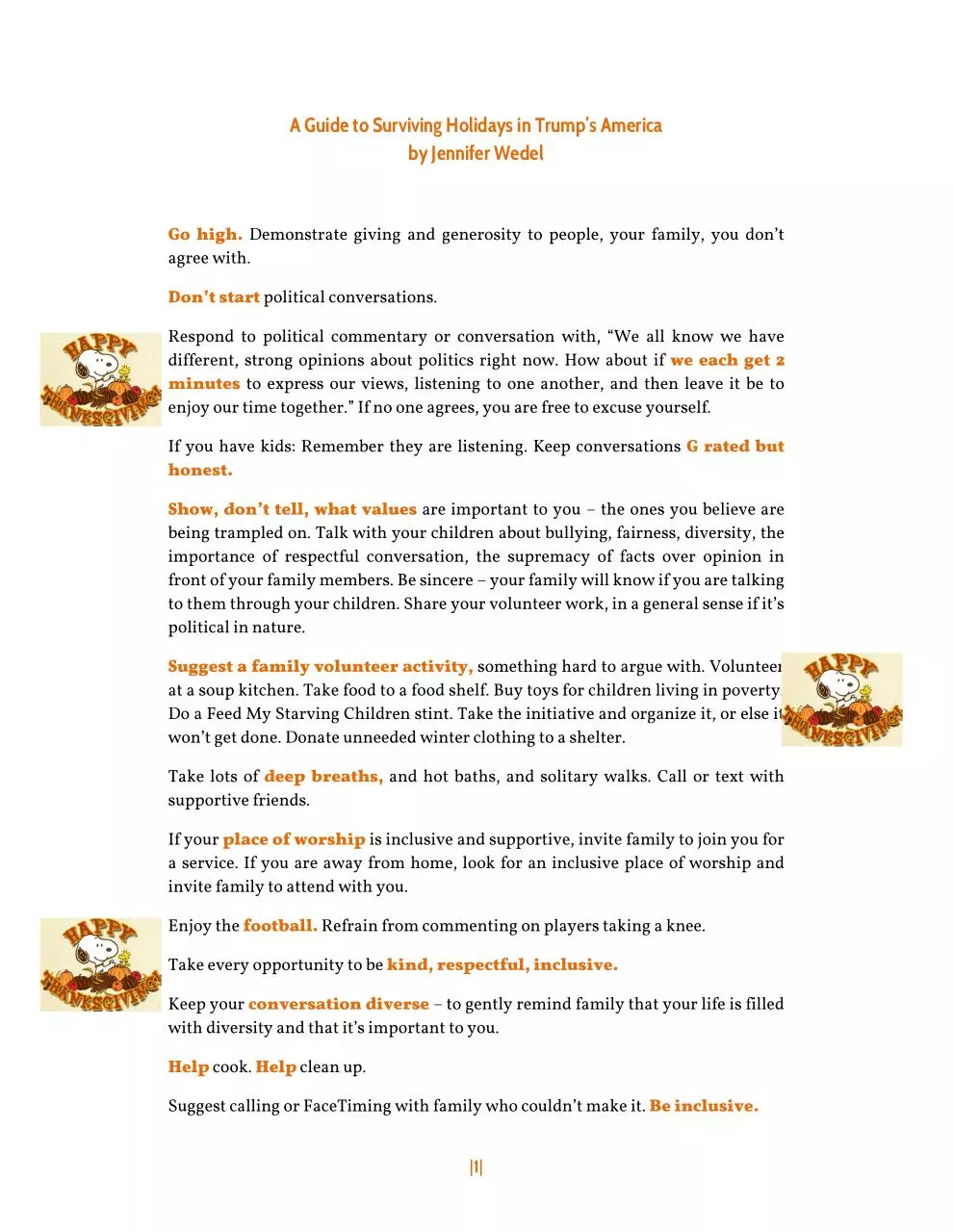 Page 1 of 3, A Guide to Surviving Holidays in Trumps America