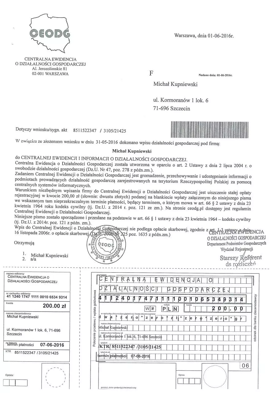 Page 5 of 5, Pismo Naczelnika Pierwszego Urzędu Skarbowego w Szczecinie