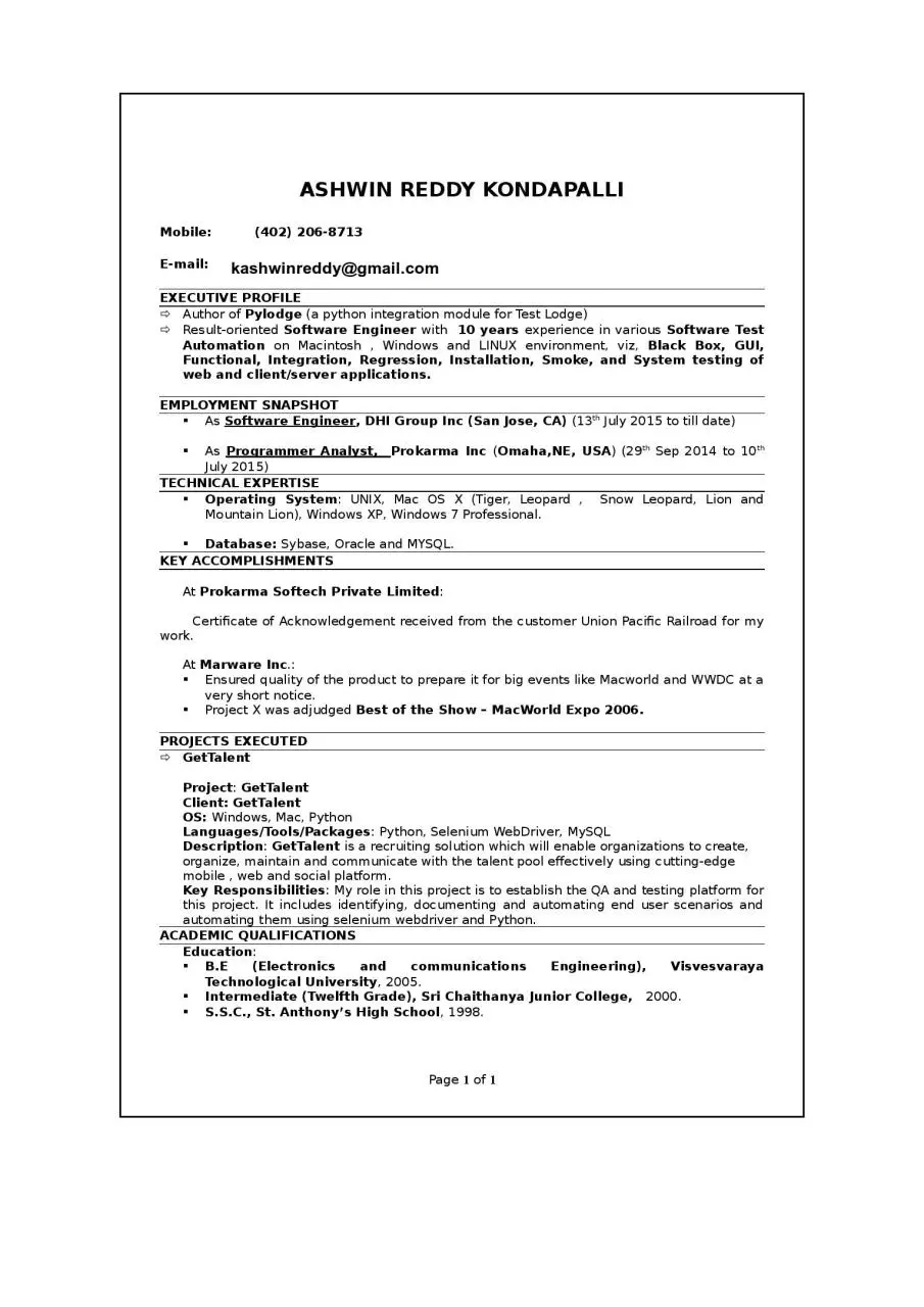 Page 1 of 1, Ashwin Reddy Kondapalli image
