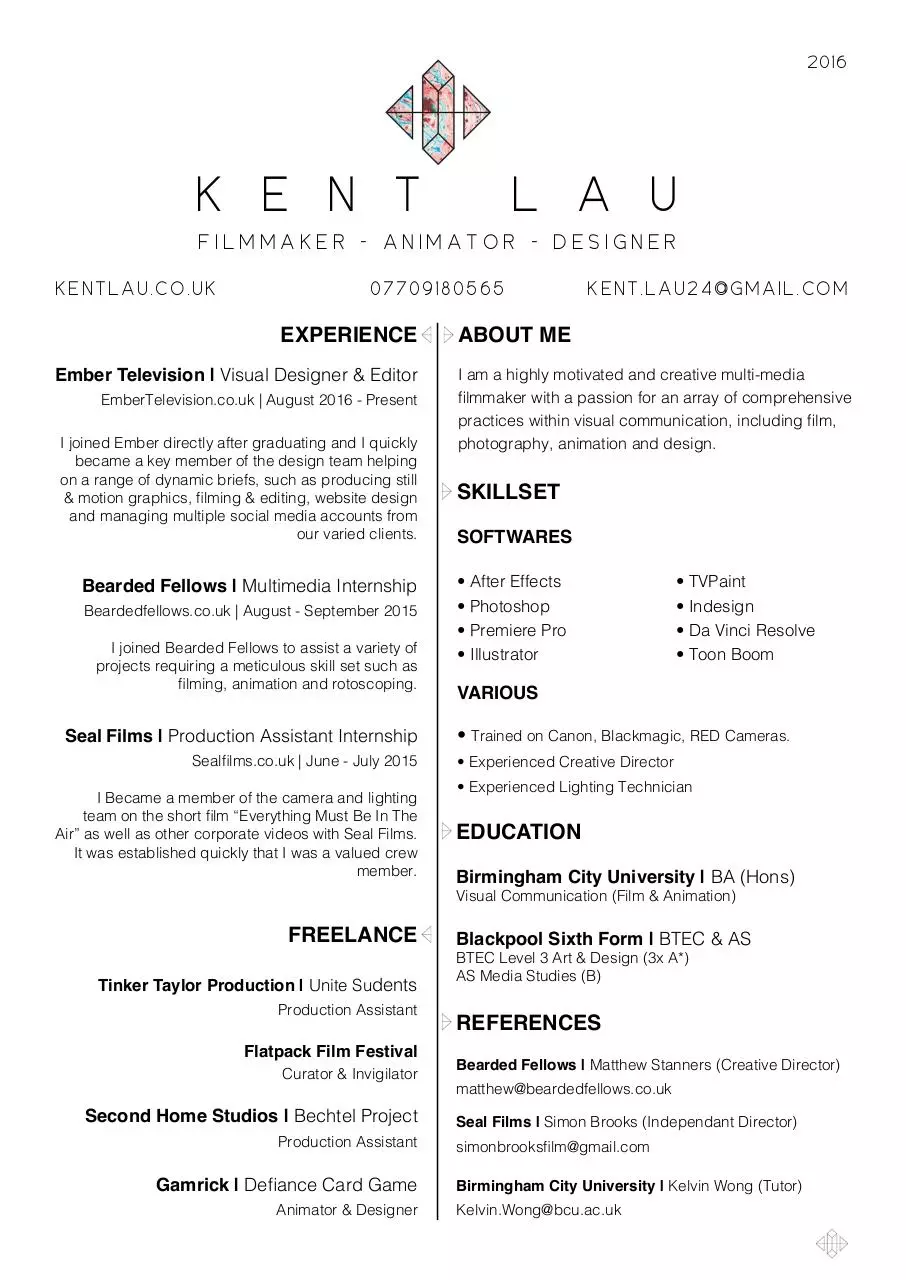 Document preview - Kent Lau CV w: ember final.pdf - Page 1/1