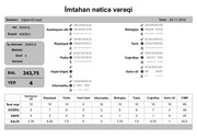 Page 4, İmtahan nəticə vərəqi (6 cı sinif)