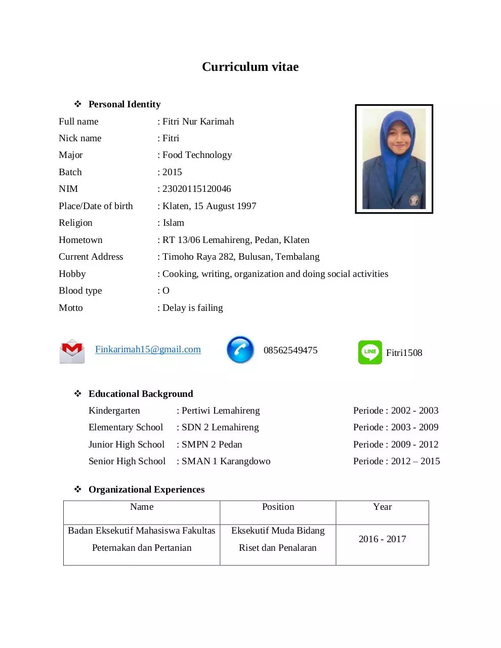 Page 1 of 1, FITRI NUR KARIMAH TEKNOLOGI PANGAN UNDIP