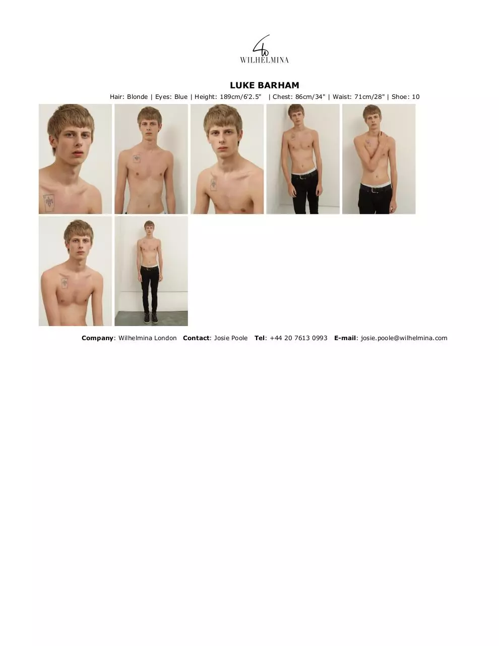 Page 1 of 1, LUKE BARHAM MMS MAG X WILHELMINA Wilhelmina London