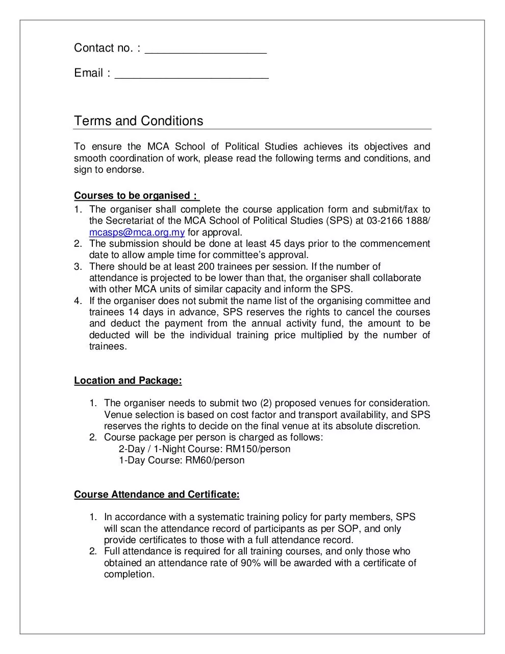 Page 3 of 4, SPS Seminar Application Form English