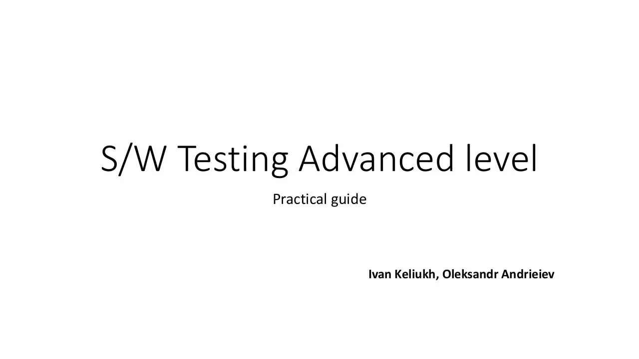 Page 1 of 55, SRK MSL SW Testing Advanced practical guide IK 201611