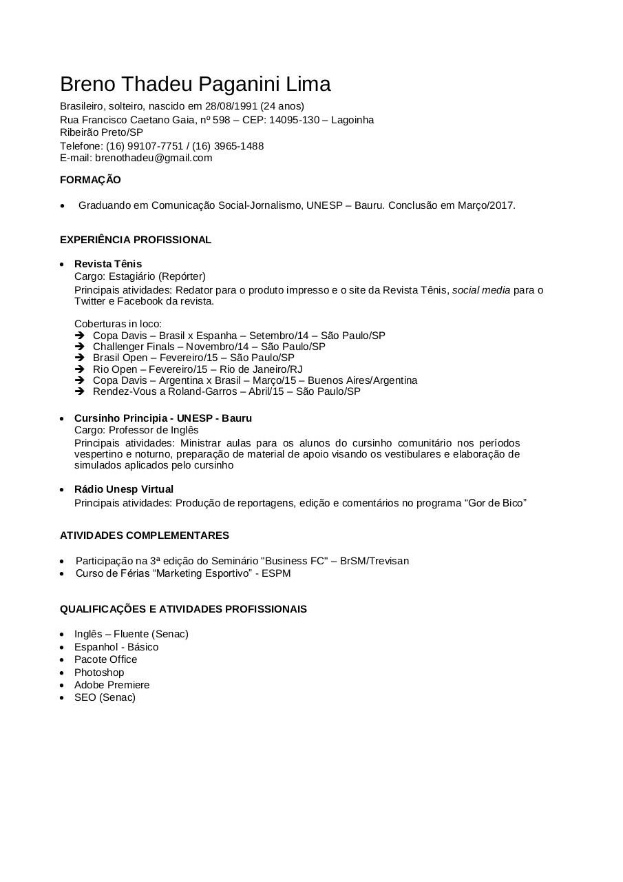 Document preview CV - Breno Thadeu Paganini Lima RP.pdf - page 1/1