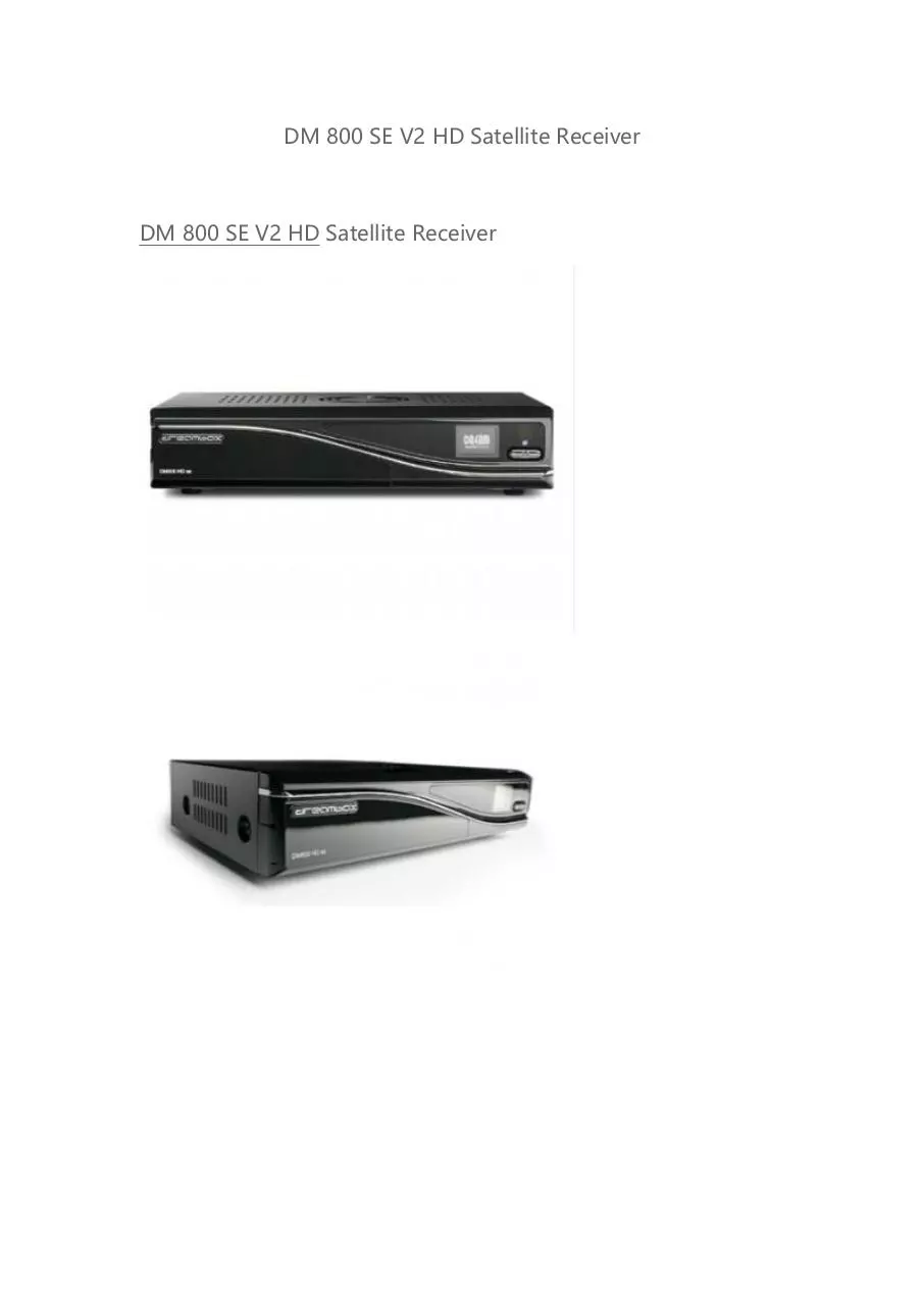 Page 1 of 3, DM 800 SE V2 HD Satellite Receiver