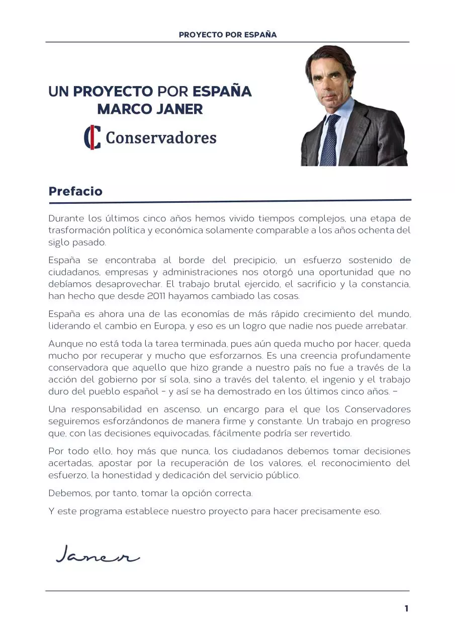 Page 3 of 17, Programa Electoral 2016 Conservadores