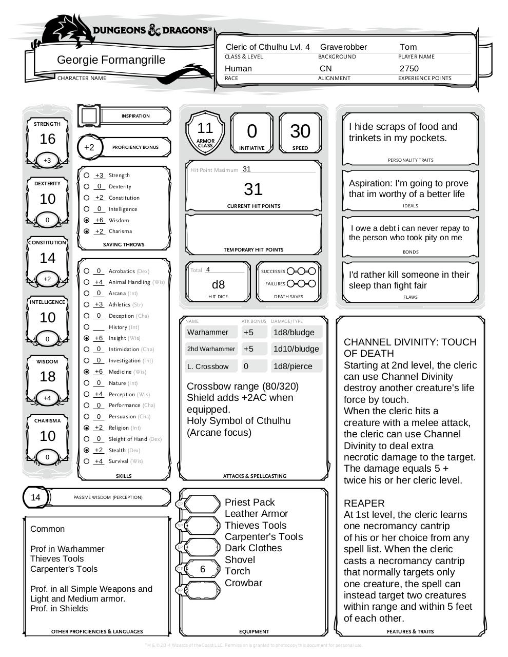 Document preview Georgle Formangrillie (Cleric).pdf - page 1/5
