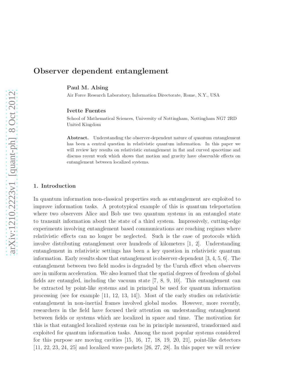 Observer dependent entanglement.pdf - page 1/45