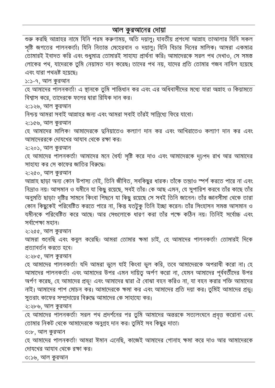 Page 1 of 7, আল কুরআনের দোয়া