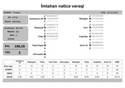 Page 1, İmtahan nəticə vərəqi (6 cı sinif)