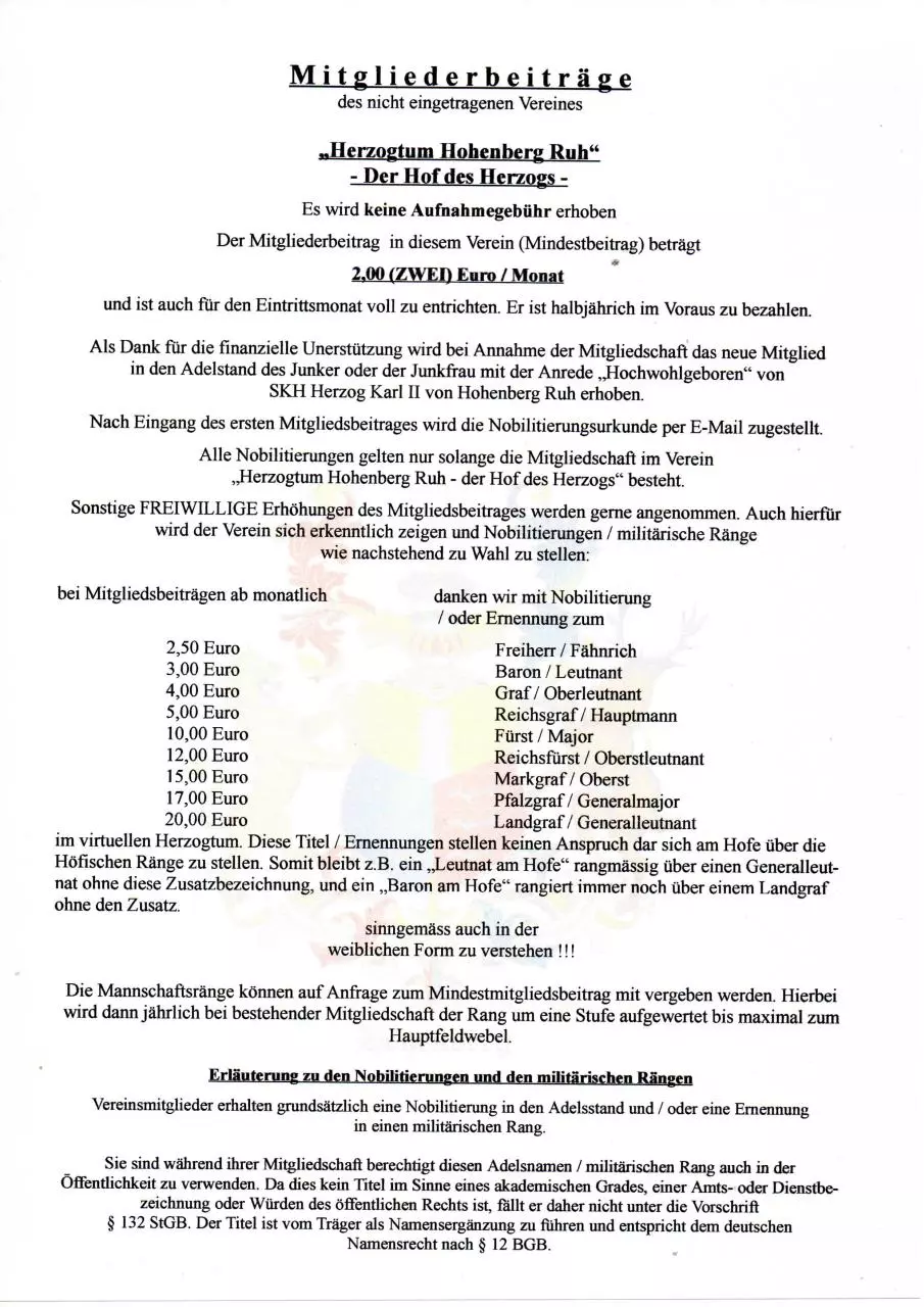 Page 1 of 1, Beitragsgliederung Verein Wappen