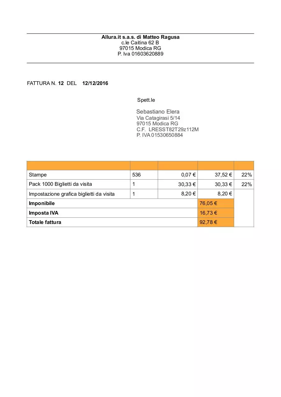 Page 1 of 1, fattura12