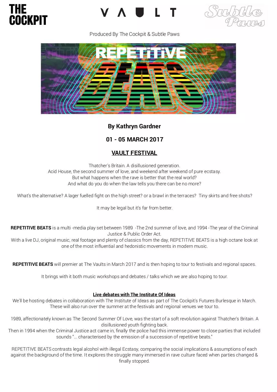 Page 1 of 2, Repetitive Beats Press Release