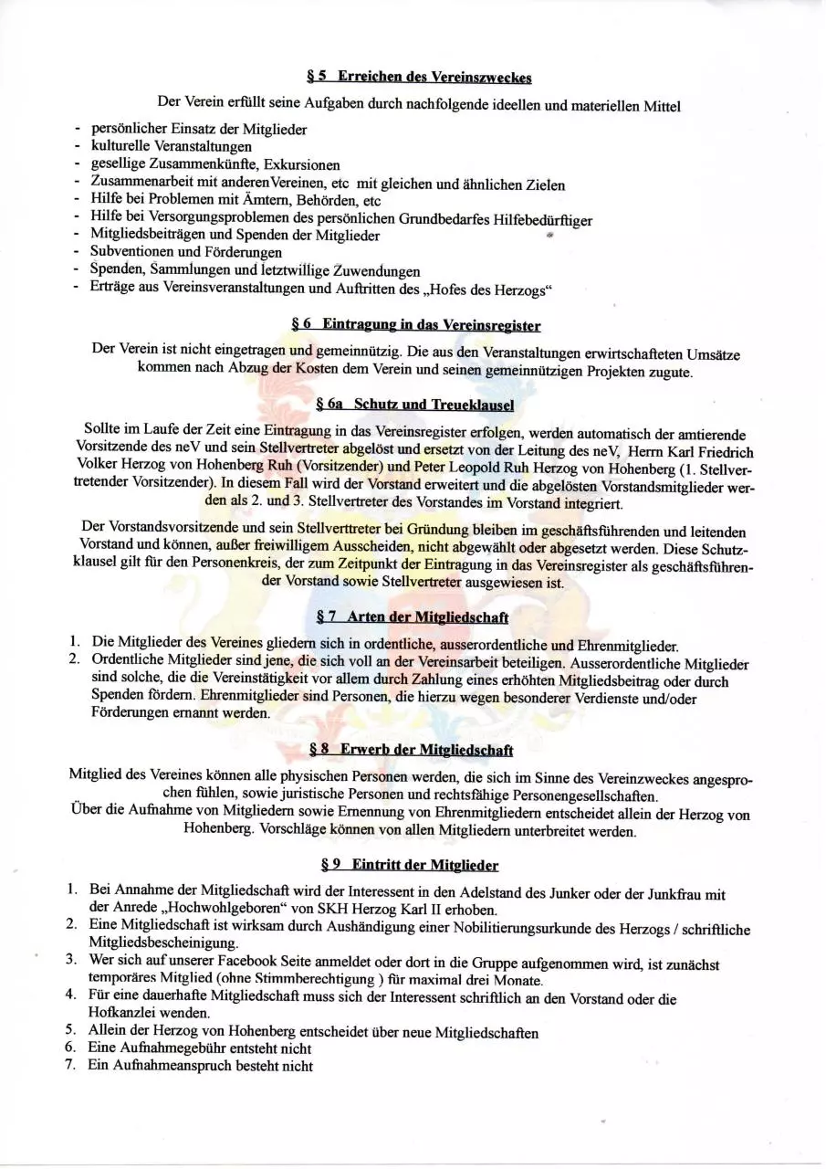 Page 2 of 5, Satzung Seite 1 5 Herzogtum Hohenberg Ruh(1)