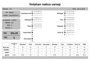 Page 1, İmtahan nəticə vərəqi (6 cı sinif)