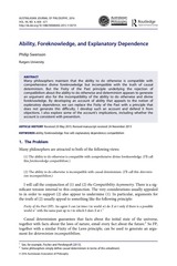 Page 1, swenson Ability Foreknowledge and Explanatory Dependence