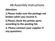 Page 2, A8 3D Printer Installation Instructions 2016 6 30