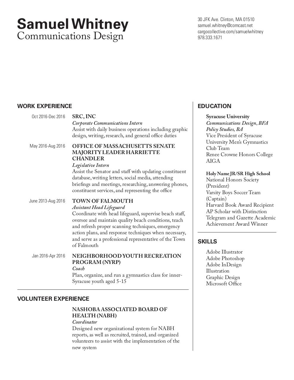 Document preview Samuel Whitney - Resume.pdf - page 1/1