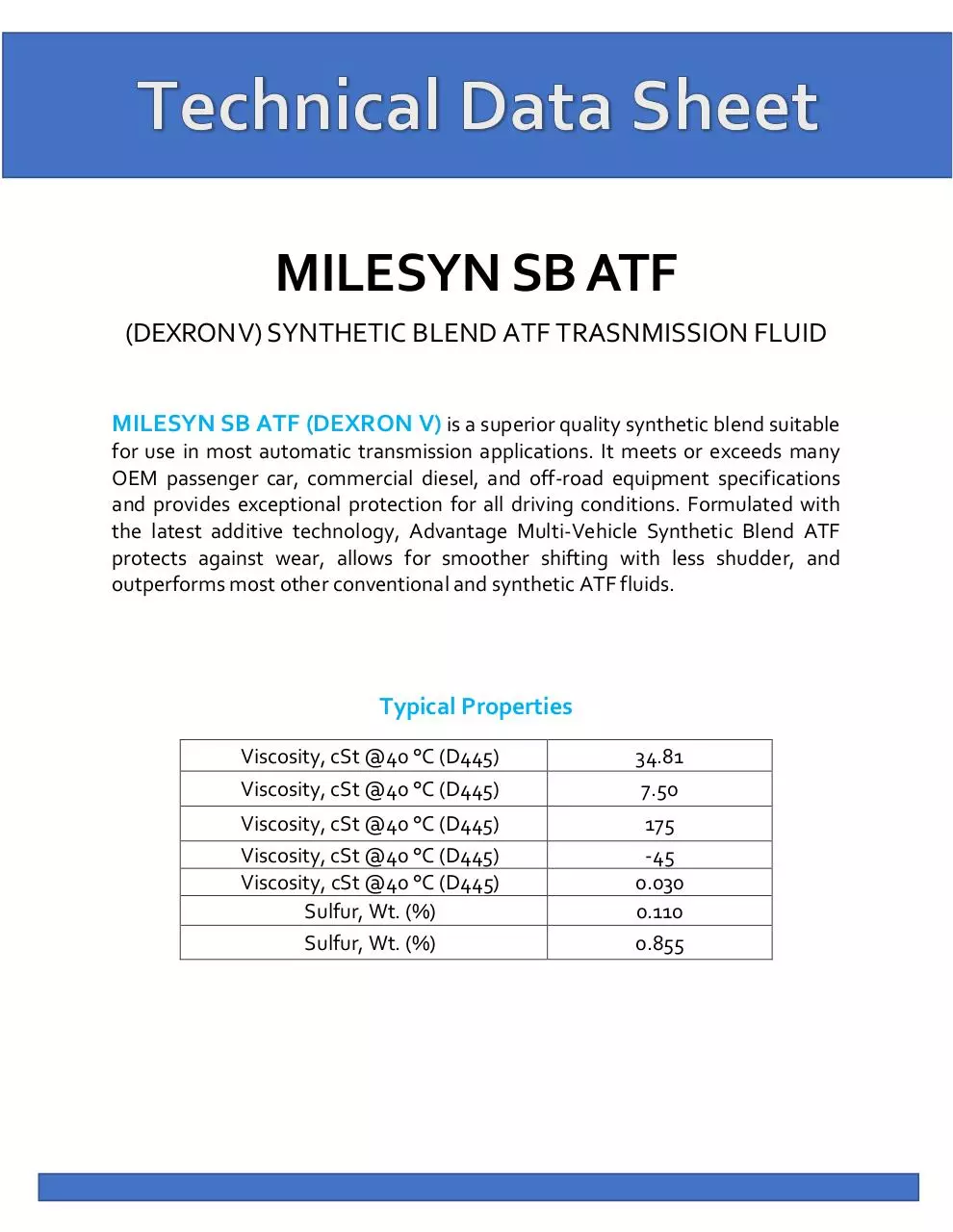 Document preview - TDS MILES ATF DEXRON V.pdf - Page 1/1