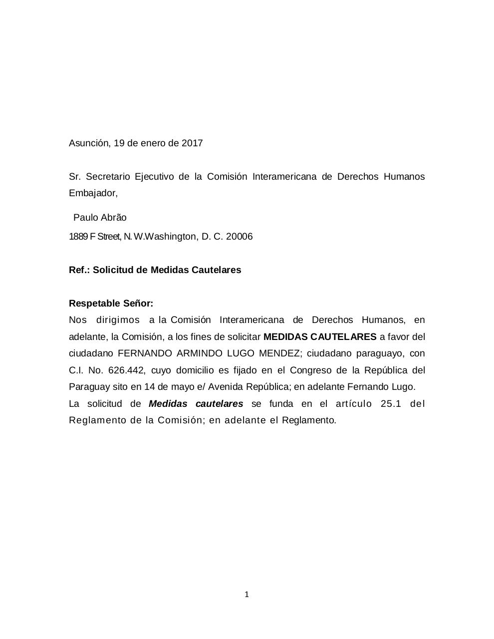 MEDIDAS CAUTELARES CIDH Fernando Lugo.pdf - page 1/39