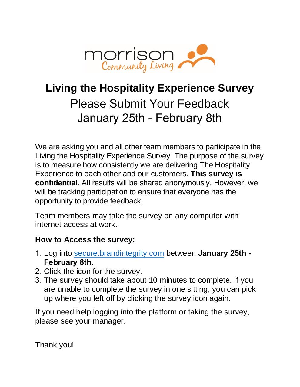 Document preview Living the Hospitality Experience Survey Instructions.pdf - page 1/1
