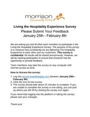 living the hospitality experience survey instructions