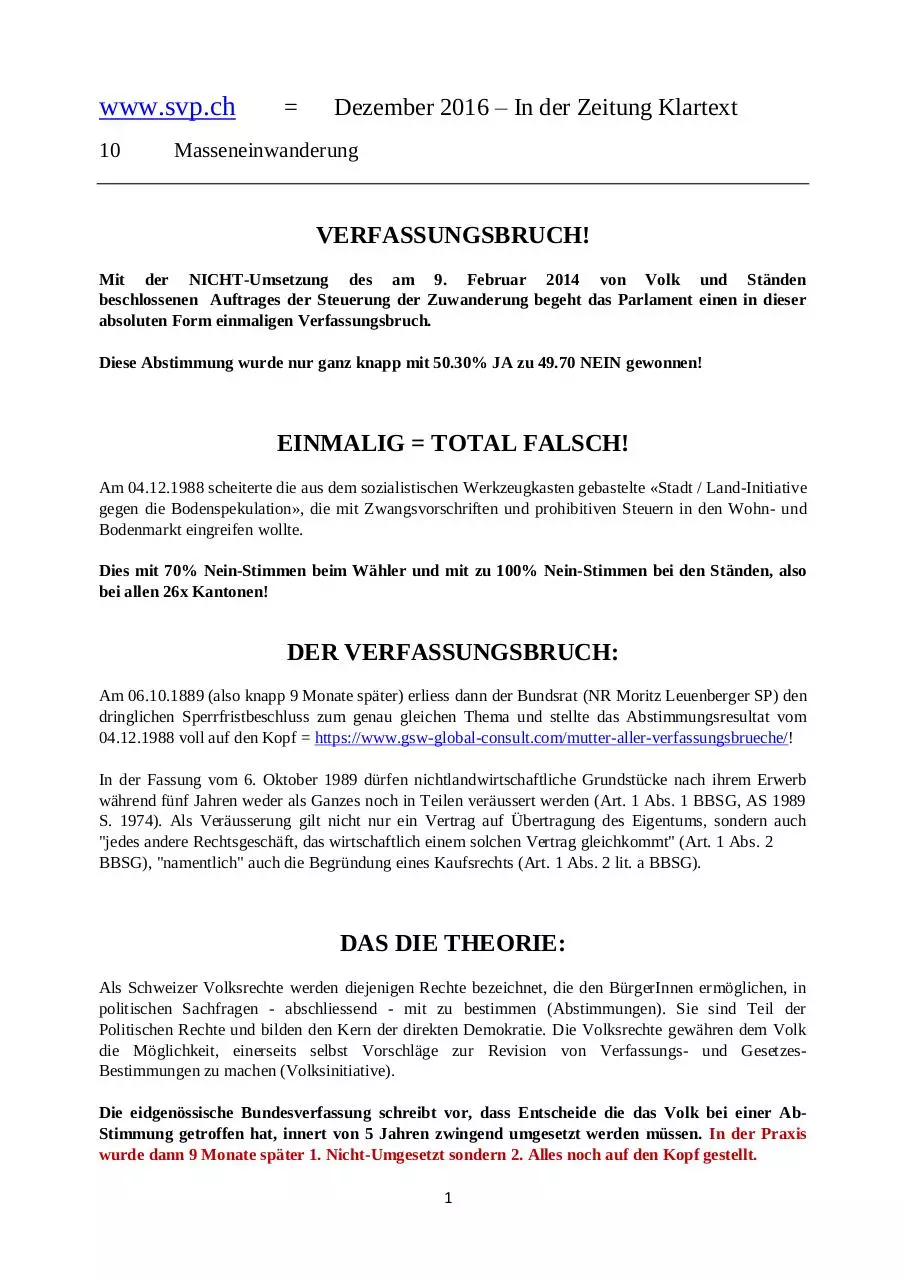 Page 1 of 19, Die Mutter aller Schweizer Verfassungsbrueche am 06.10.1989