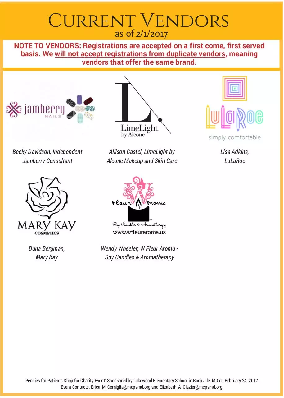 Page 2 of 2, LES PenniesforPatientsShopForCharity Vendor