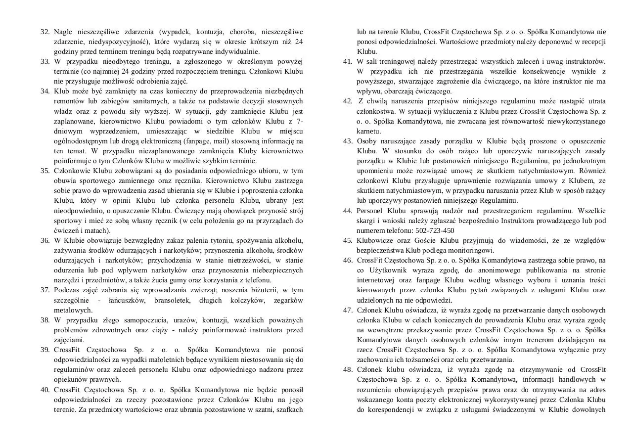 Page 3 of 4, Regulamin CrossFit Czestochowa