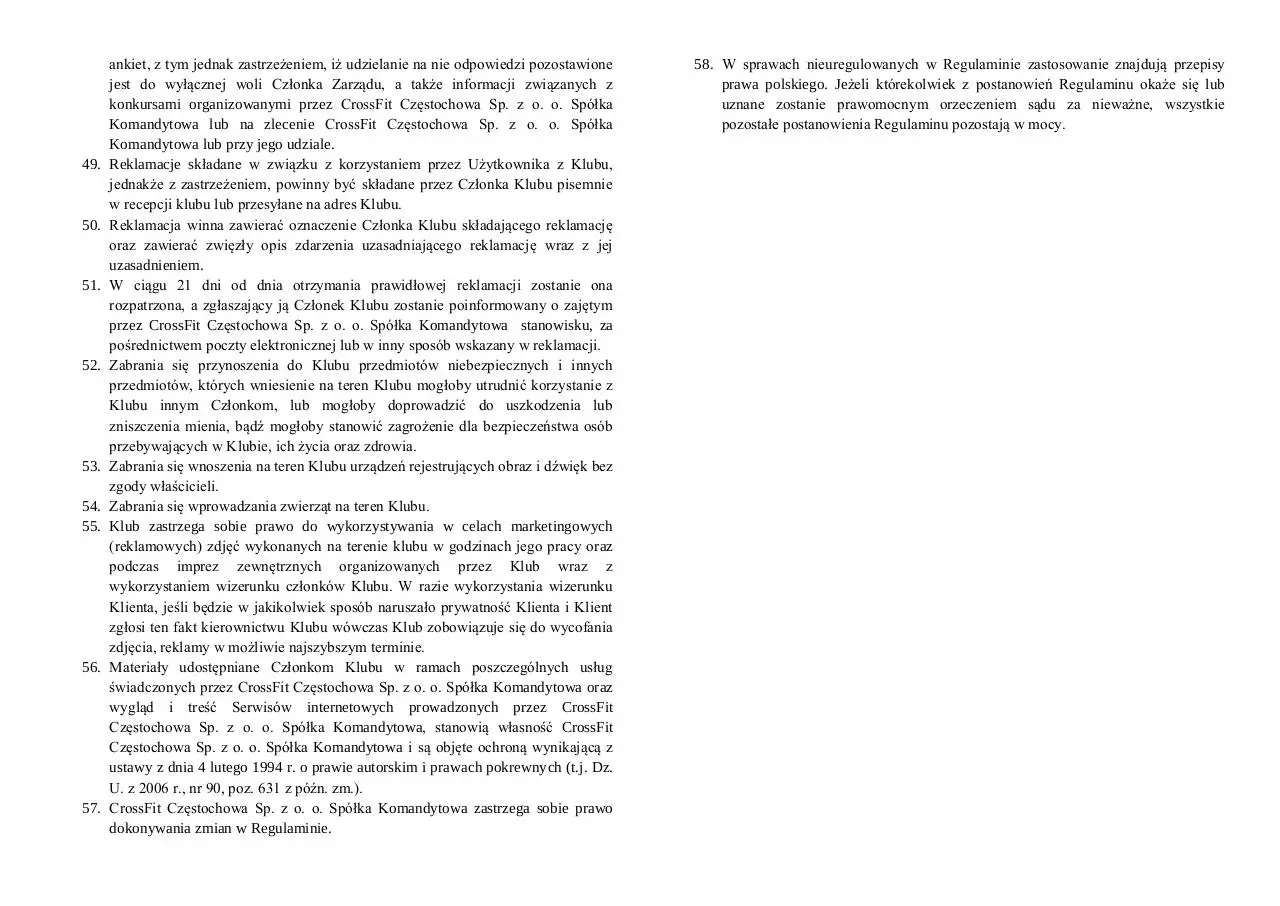 Page 4 of 4, Regulamin CrossFit Czestochowa