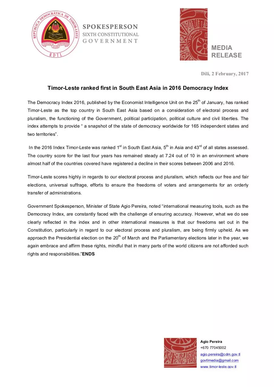 Page 1 of 1, Timor Leste ebg