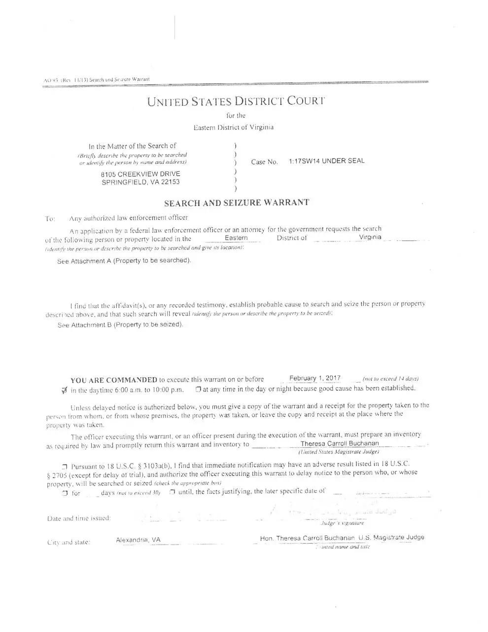 Page 1 of 6, Federa Search Warrant (1)