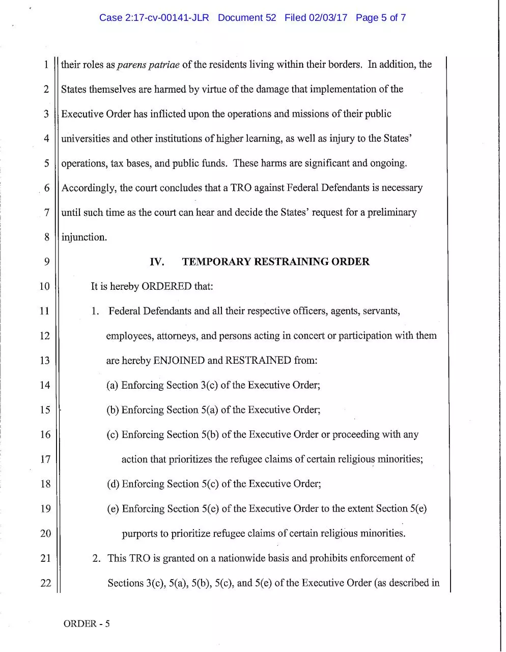 Page 5 of 7, Robart Order