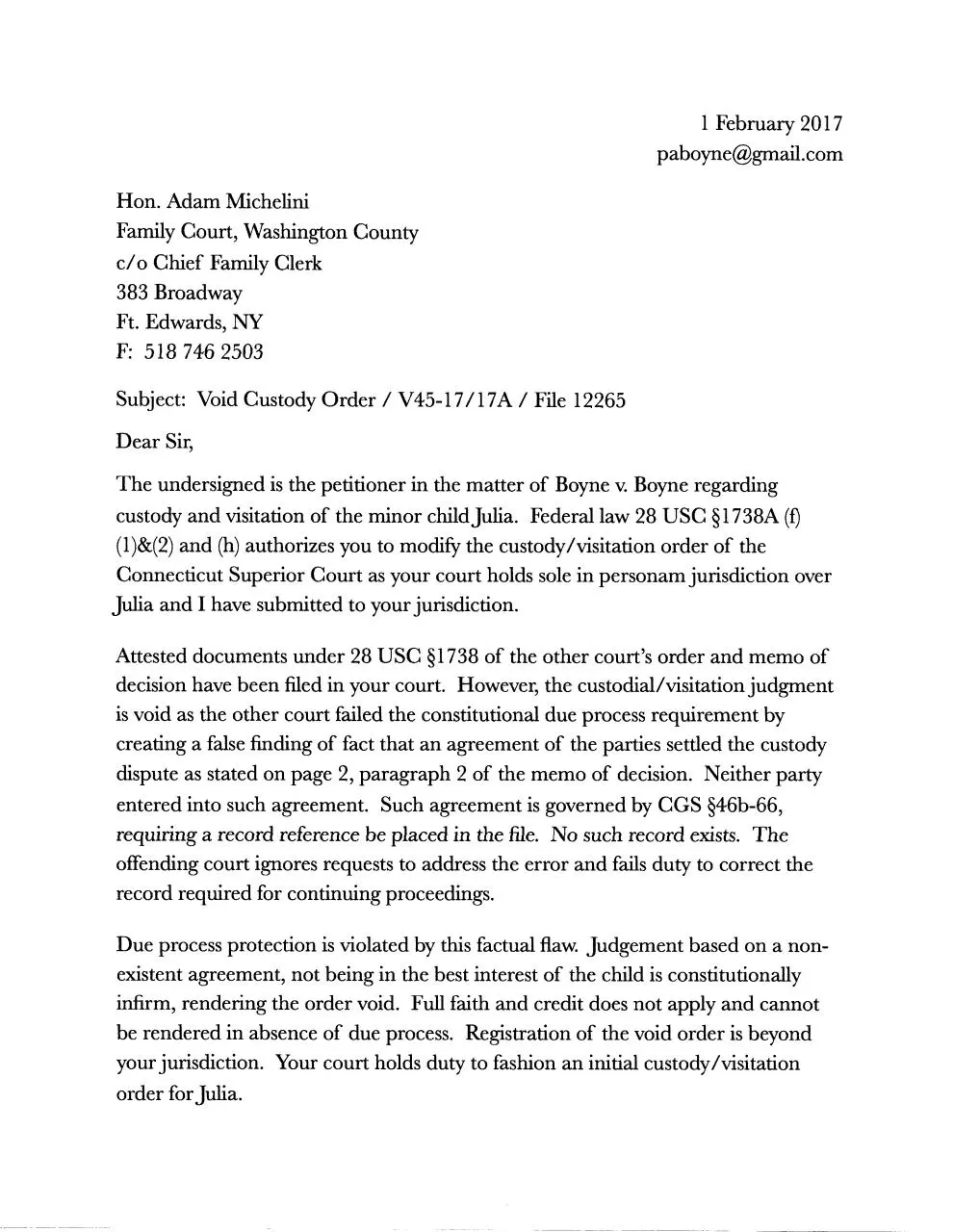 Page 1 of 2, Void Family Court orders in CT