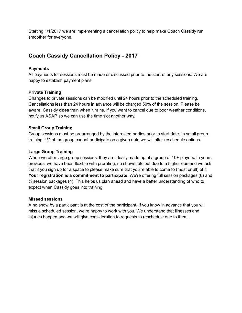 Page 1 of 1, cancellation policy