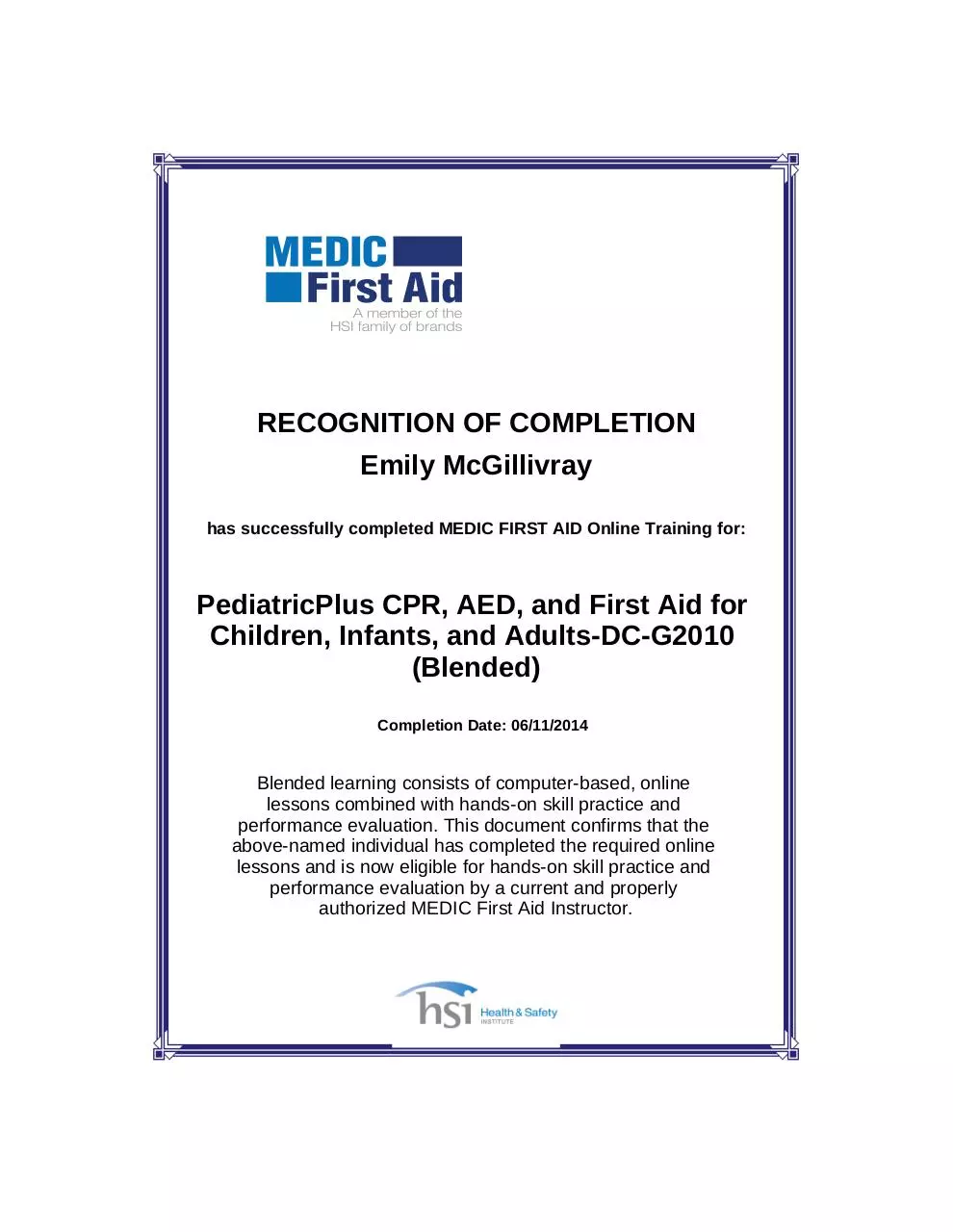 Page 1 of 1, CPR First Aid