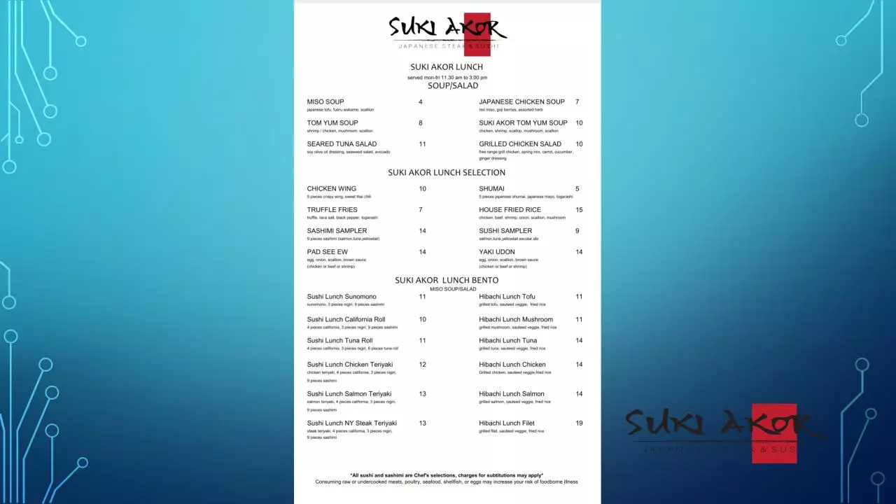 Page 2 of 8, Suki Akor Charlotte Menu