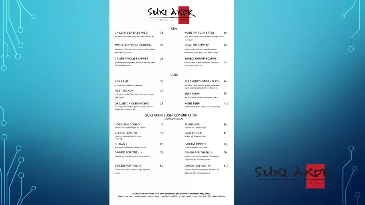 Page 4 of 8, Suki Akor Charlotte Menu