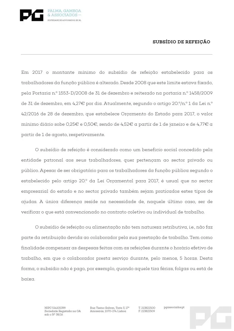 Page 1 of 2, Subsídio de Refeição