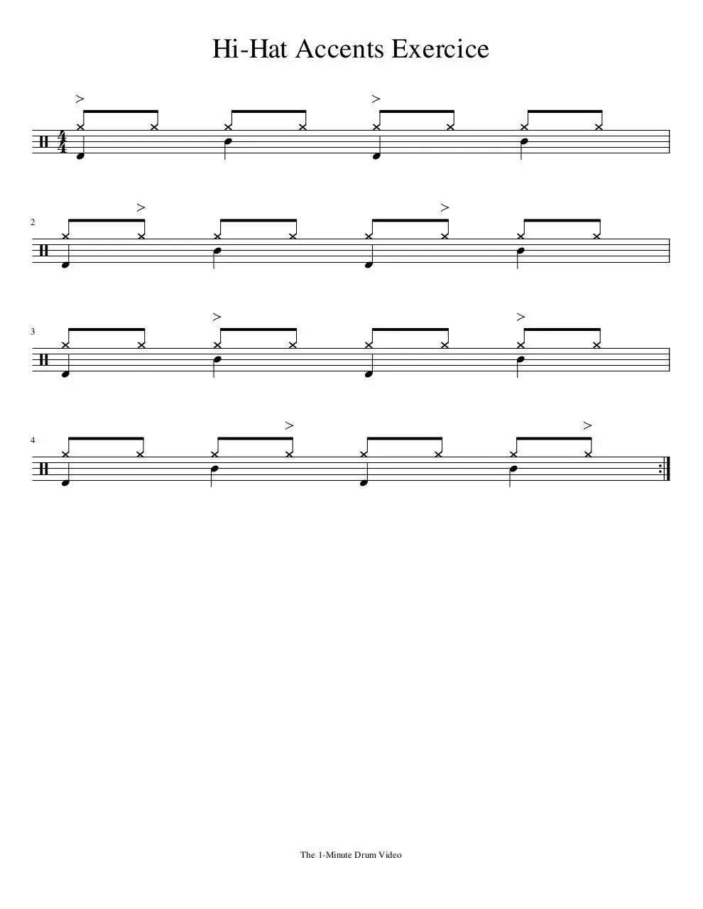 Page 1 of 1, 1MDV Hi Hat Accents Exercice