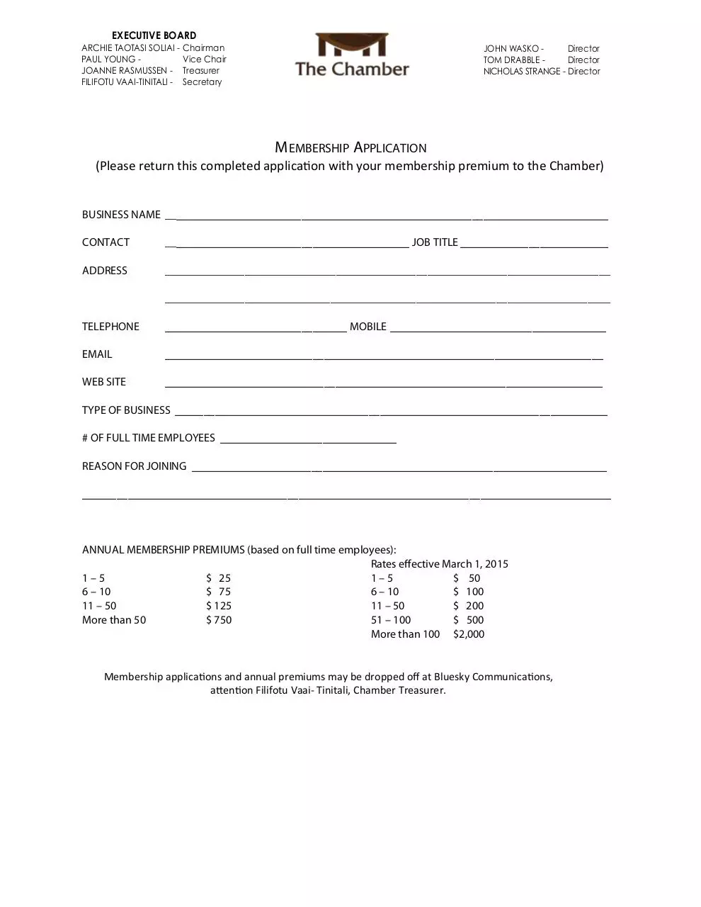 Page 1 of 1, Chamber Application
